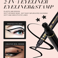 Sitovely Double-headed Liquid Eyeliner Stamp Pencil Set, 6PCS Winged Black Eyeliner Pen for Women, Eyeliner Stencils Long-Lasting Tattoo Makeup-Triangle,Star,Heart,Smiley,Butterfly (B, M)