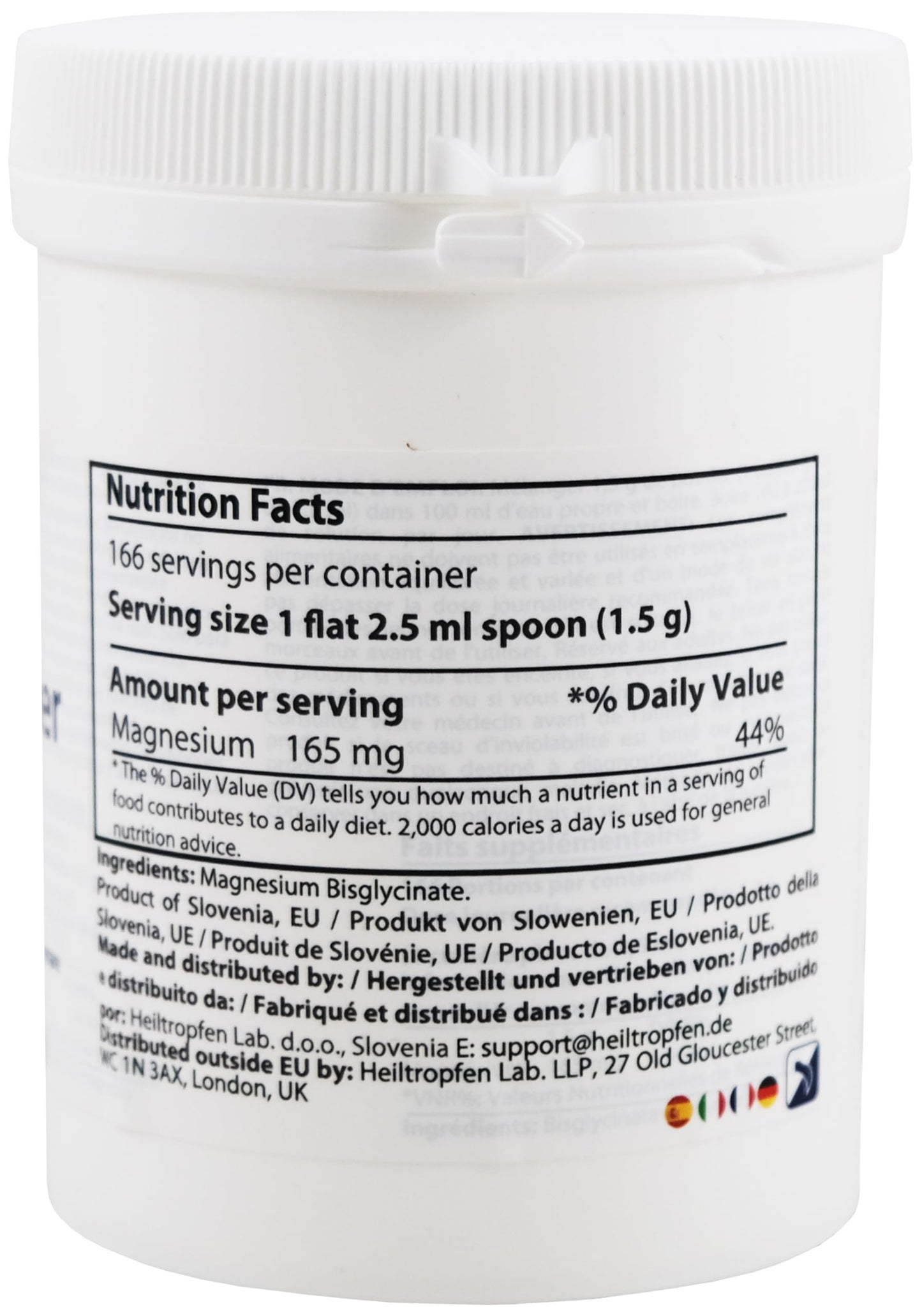 Magnesium glycinate as Magnesium bisglycinate | 0.55 lb – 250 g | Crystal Powder Soluble in Water | Heiltropfen®