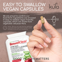 Kula Nutrition BowelClear - Strong Colon Cleanse Detox – Fast-Acting Herbal Laxatives for Constipation Relief in Adults - Natural Stool Softener with Aloe Vera, Fibre for Regular Bowel Movements - 90 Vegan Capsules