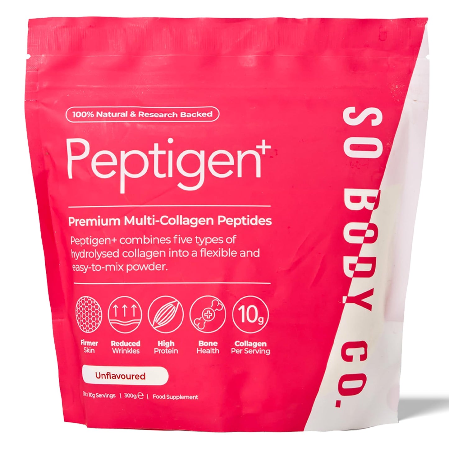 So Body Co SoBodyCo Unique 6 Types of Collagen Powder 300g, Collagen Supplements for Women, Pure Unflavoured Premium Hydrolysed, Peptides Powder for Hair Skin Nails Muscles