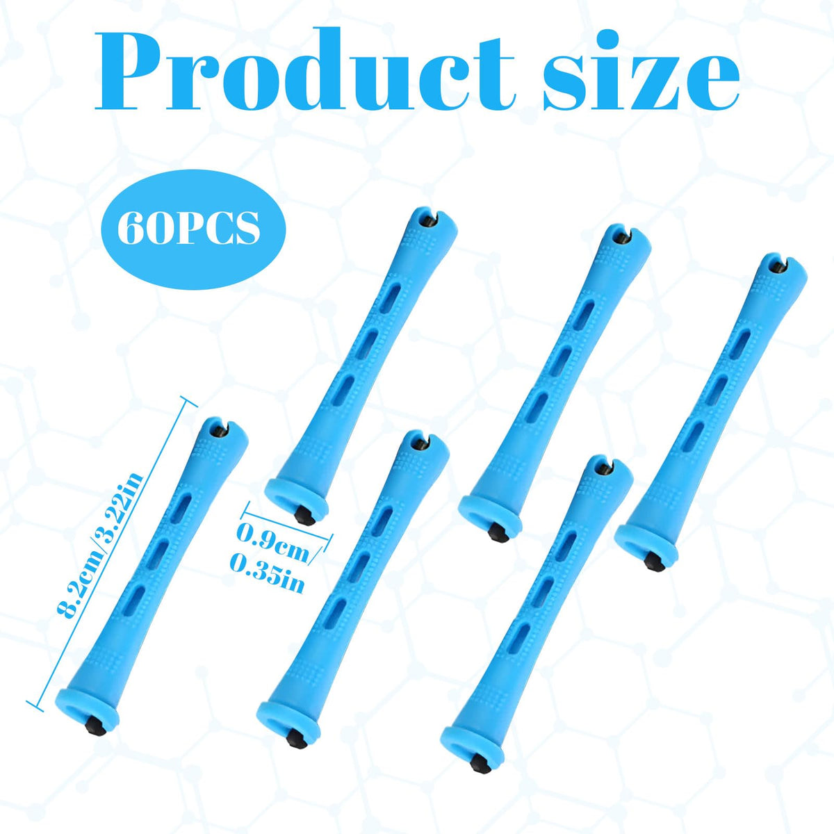 Qianeffort Perm Rods,60Pcs Small Size Perm Curlers,Blue Perming Rods Perm Kit Home Perm Rollers for Women,Perm Rods for Short Hair for Women Men Hairdressing Styling