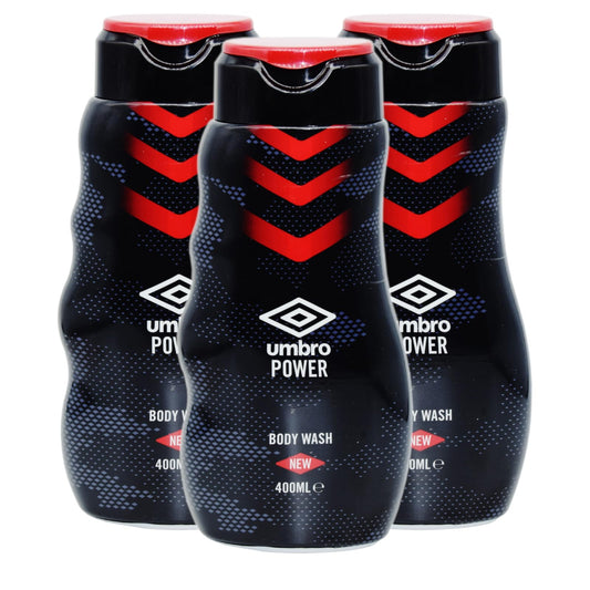 3x Umbro Power Body Wash - 400ml - (With A Free Fridge Magnet)