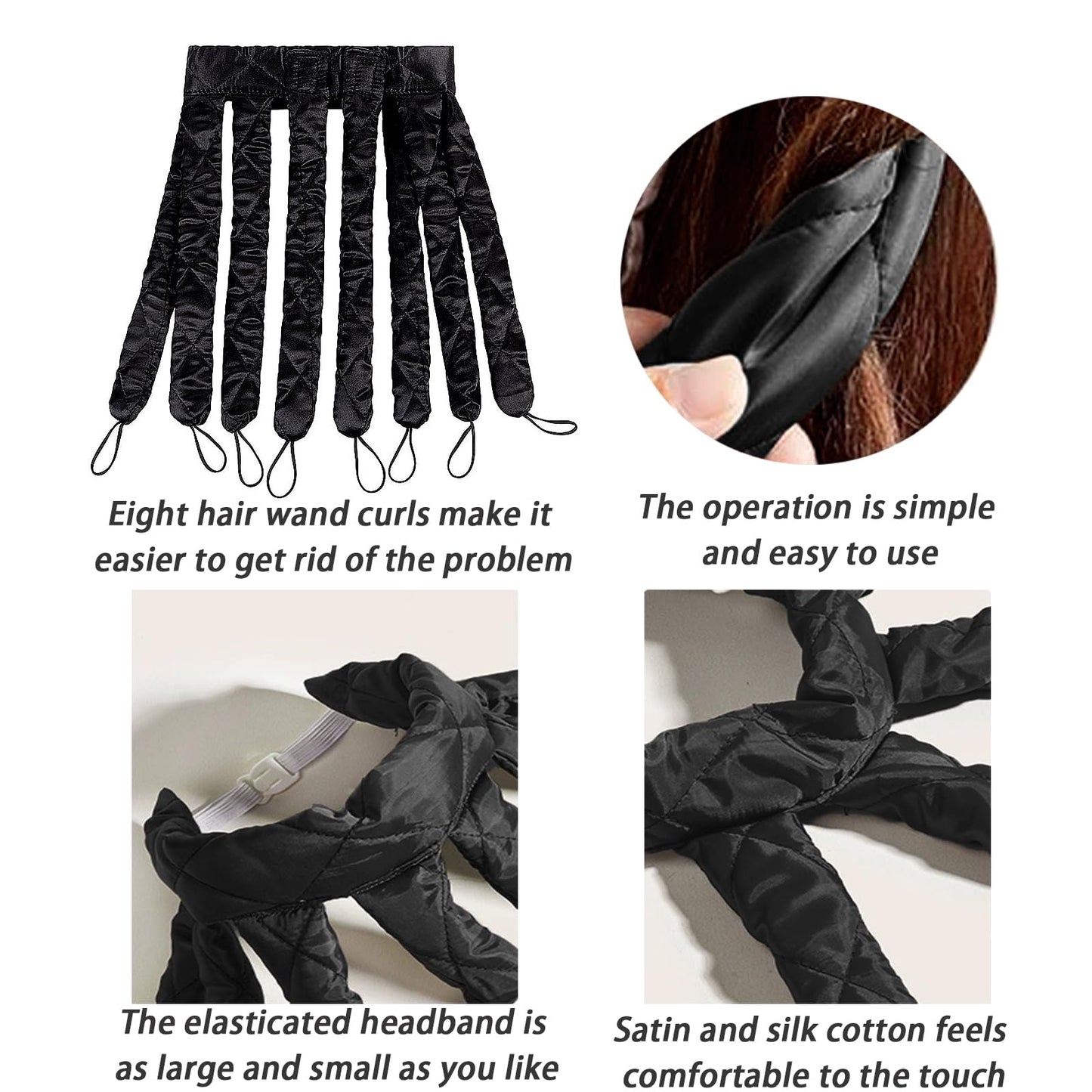 PLATEYTR 9 PCS No Heat Curls Set with Detachable & Adjustable Strips - Overnight Hair Rollers for Long & Short Hair