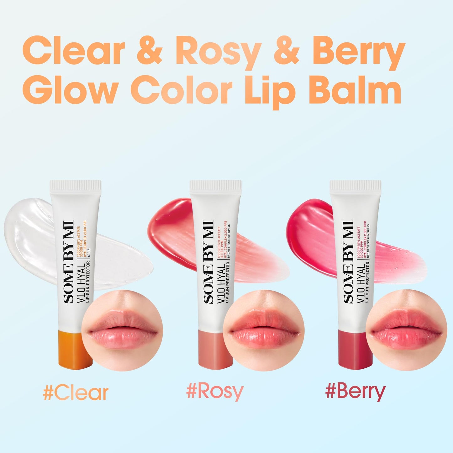 SOME BY MI V10 Hyal Lip Sun Protector 7ml Duo_SPF 15_Clear(original)_Hydrating Lip Balm with Shea Butter,Vitamins and Hyaluronic Acid_Moisture Protection_Reduching Wrinkles_Koeran skincare