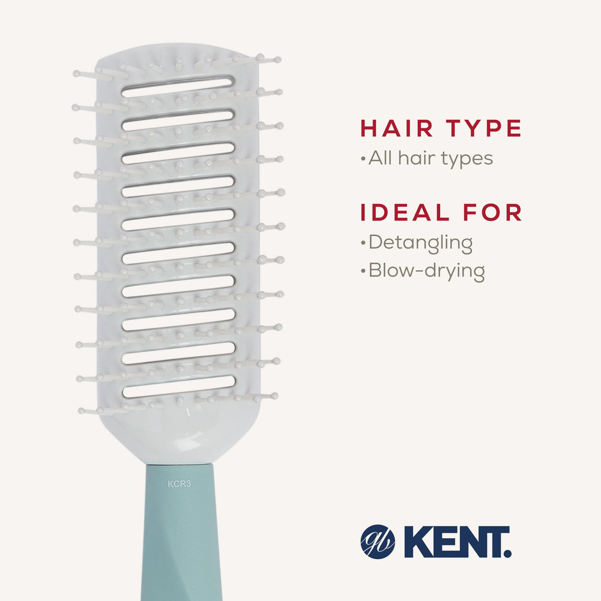 KENT Kent Brushes Kent Create, Tunnel Vented Hairbrush KCR3, Ideal for Detangling and Blow-Drying, Suitable For All Hair Types