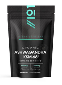 ALPHA01 Organic Ashwagandha KSM-66® with BioPerine 1650mg – 90 Vegan Capsules – 5% Withanolides – Most Bioavailable Full-Spectrum Root Extract – Resealable and Recyclable Pouch by Alpha01