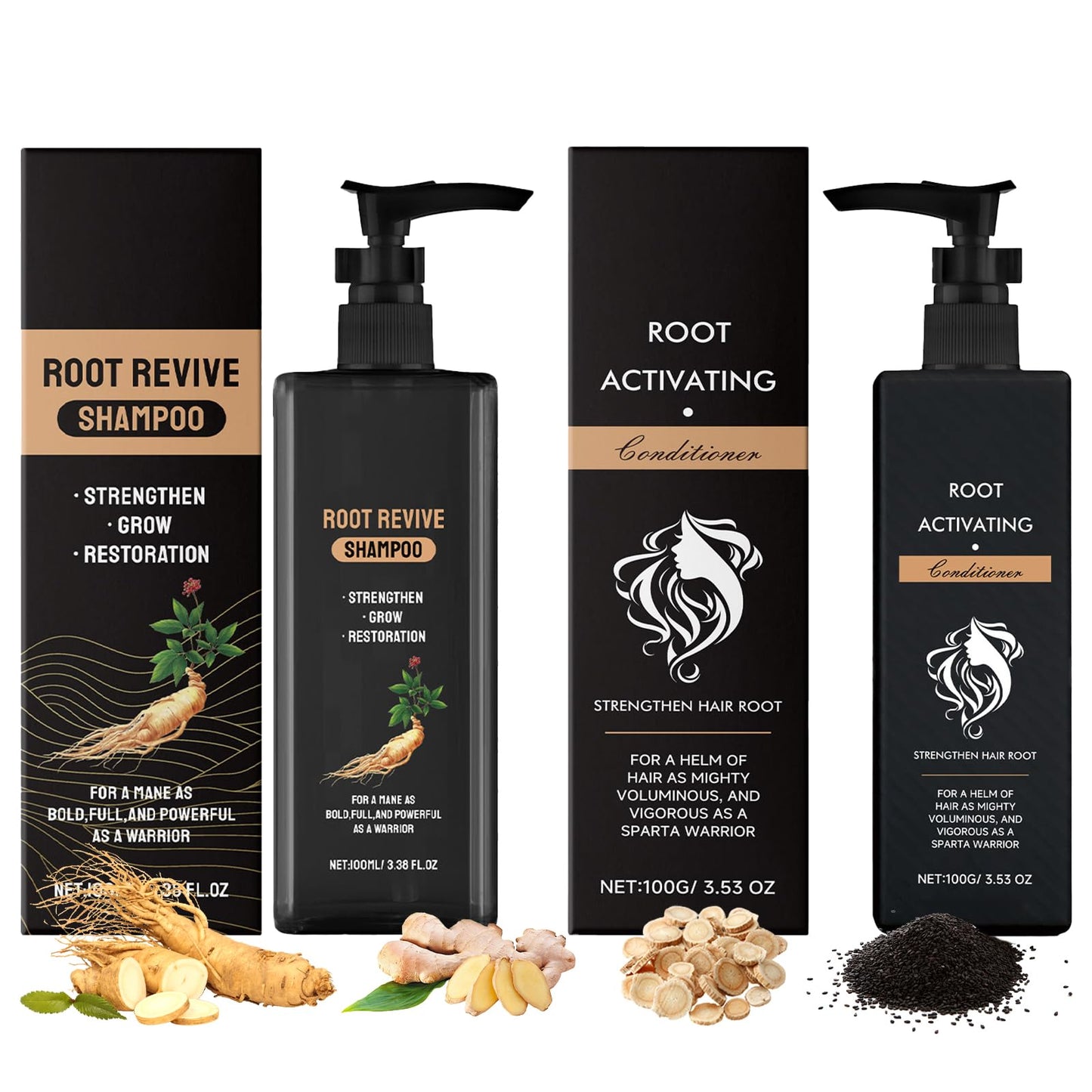 COWANIEE Spartan Root Activator Shampoo 100ml+ Conditioner for Men & Women 100g