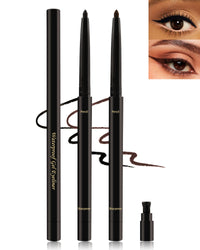 Lestpola Black+Brown Gel Eyeliner for Older Women, Waterproof Smudge-Proof Retractable Eye Liner Pencil, Long Wear 24H, Matte Smooth Eyeliner Waterline with Sharpener for Mature Women Sensitive Eyes-2Pcs
