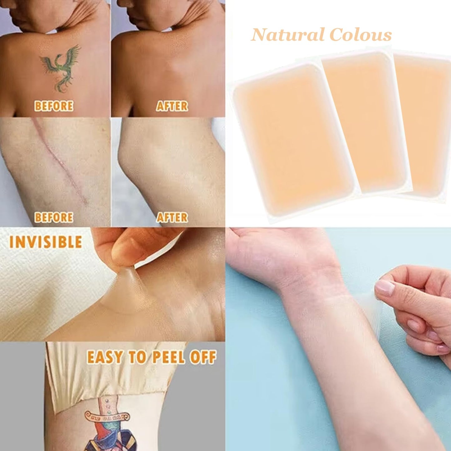 Tattoo Cover Up Tape, 8 PCS Ultra Thin Patch for Tattoo Scar and Birthmarks, Invisible Waterproof Skin Tone Concealer Sticker for Covering Up Scars Tattoos，Natural Concealer Stickers(Pack Of 1)