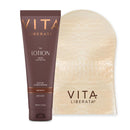 VITA LIBERATA Tinted Tan Lotion Dark 200ml & Mitt Bundle, Hydrating Tanning Lotion, Sun-Kissed Tan, Designed for Face & Body Use, Tinted, Lasting Tan, Streak Free Blend