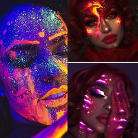 Go Ho Neon Orange Body Paint Washable(2.37oz,70ml),Glow UV Blacklight Face Paint,Water Based Neon Fluorescent Orange Face Paint for SFX Cosplay Costumes Festivals Halloween Makeup
