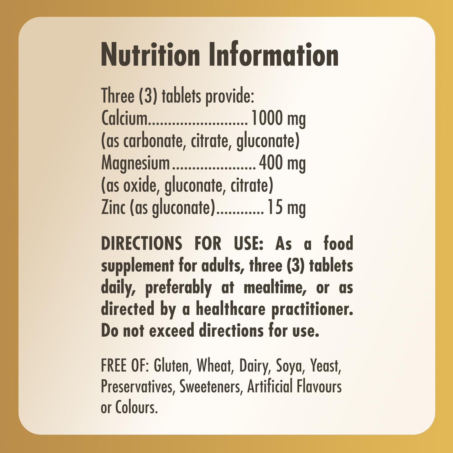 Solgar® Calcium Magnesium Plus Zinc Tablets - Pack of 100 - Healthy Bones, Teeth & Muscles - Supports Health of Nervous System - Vegan