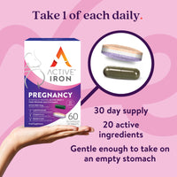 Solvotrin Active Iron Pregnancy, Nutritional Support for Prenatal Care & Foetal Develpment, 30 x 25 mg Iron Capsules, 30 x Triple Layer Multivitamin Tablet (L-Methylfolate, Vitamin D & Calcium), 30 Day Supply
