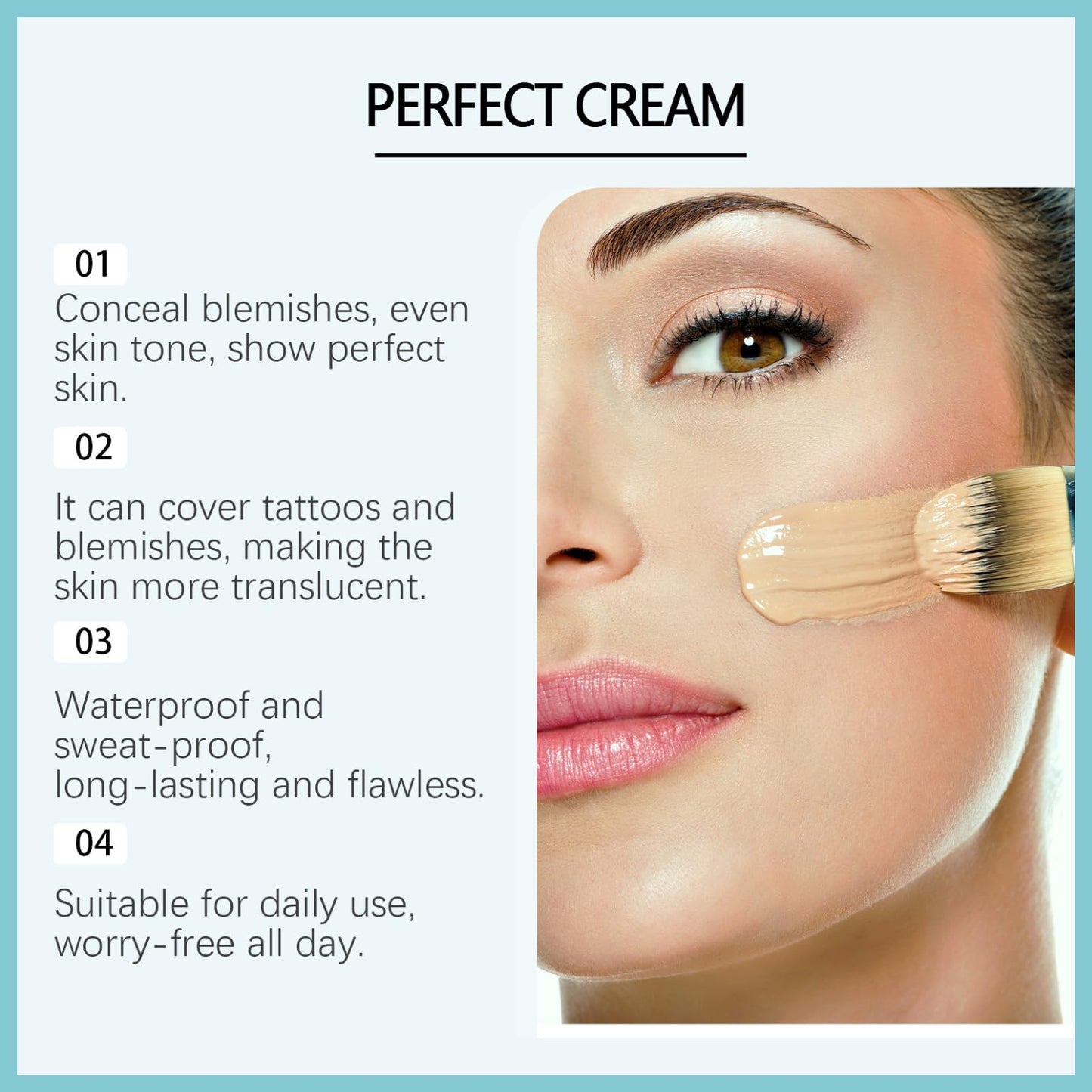 HERBENJOY 2pcs CC Cream Foundation,All-Over Complexion Perfector for Covers Scars & Imperfections,Waterproof Long-Lasting Hydrating Skin Tint Full Coverage Concealer,Covering Corrector Face Concealer Smooth