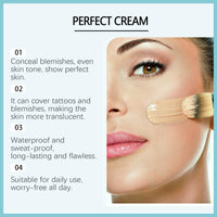 HERBENJOY 2pcs CC Cream Foundation,All-Over Complexion Perfector for Covers Scars & Imperfections,Waterproof Long-Lasting Hydrating Skin Tint Full Coverage Concealer,Covering Corrector Face Concealer Smooth