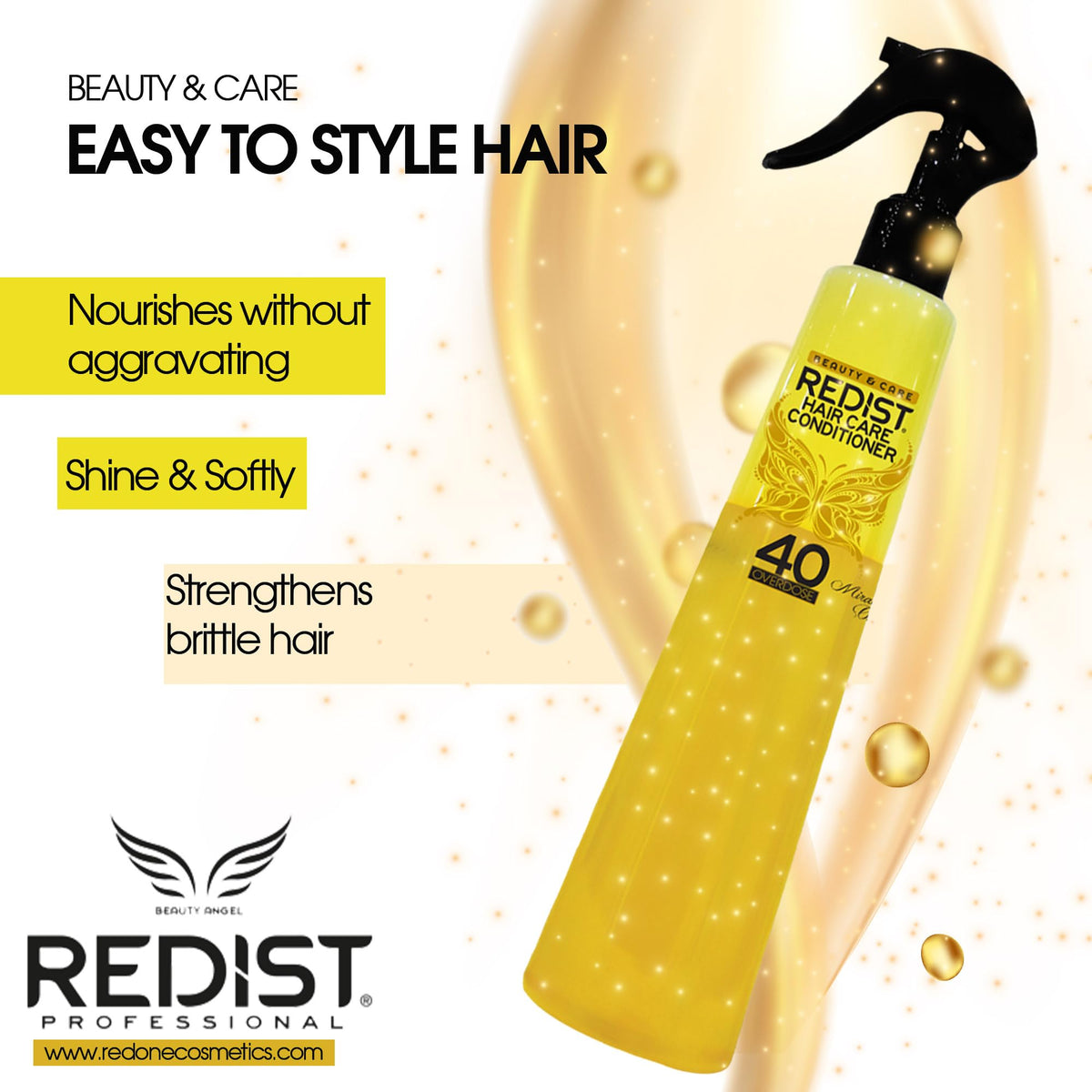 Redist Two-Phase Hair Conditioner 400ml | Miracle Oil 40 Overdose Leave-In Treatment for Detangling, Shine, and Split End Removal