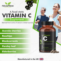 Feel Supreme 100% Natural Vitamin C 60 High Strength Food State Non-Synthetic Capsules Supplement Immune System Support No Nasty Fillers or Binders