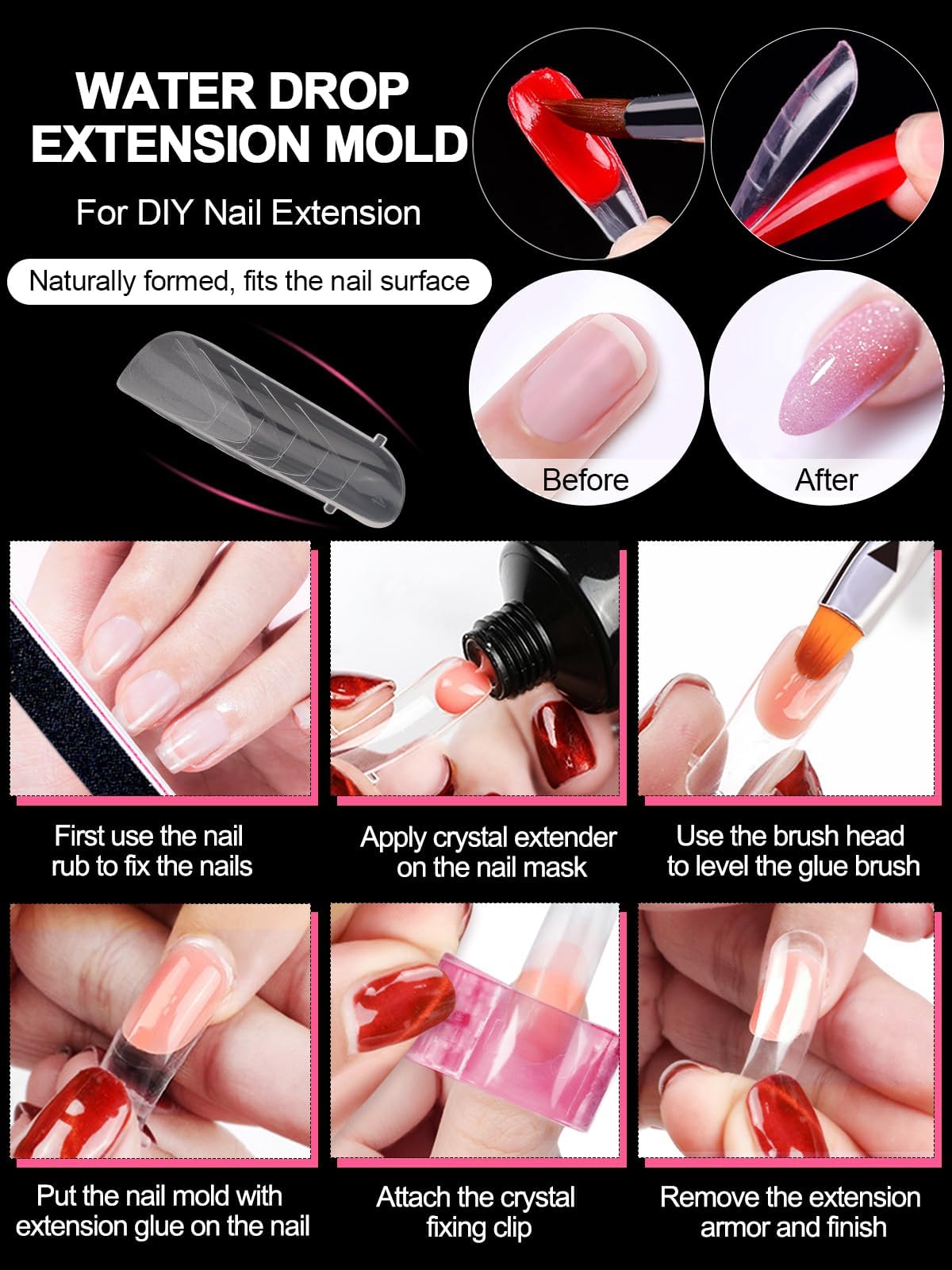 EBANKU 96PCS Clear Dual Nail Forms System Full Cover Nail Mold