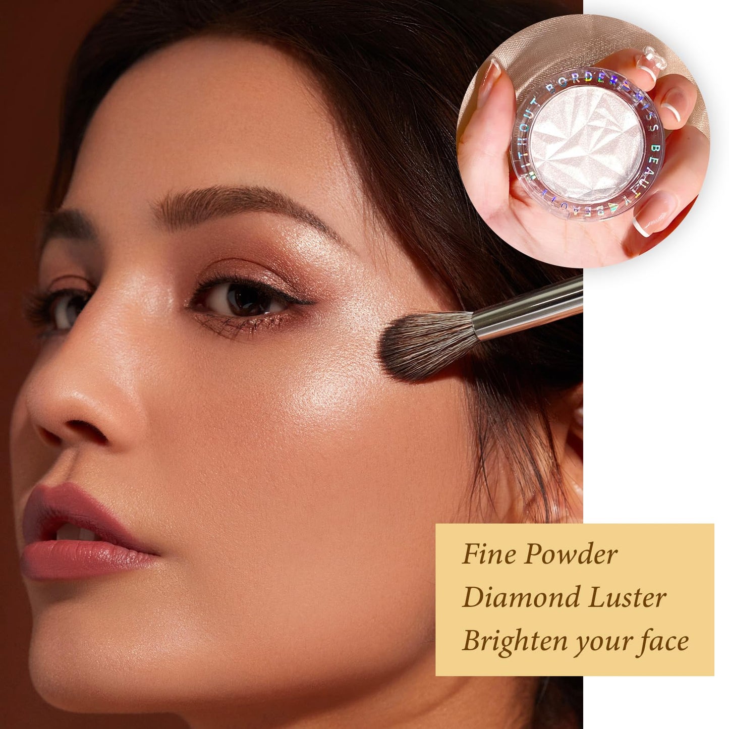 LYNTYAOU Highlighter Powder Makeup Palette, Diamond Shine Highlighter, Face Highlighter Palette, Long Lasting Lightweight Shimmer Colors for Highlighting and Contouring (Pearl White)