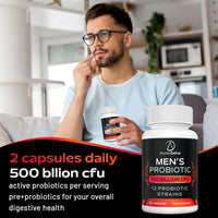 AureaSalus Probiotic for Men, 500 Billion CFU 12 Strains, Men's Probiotic with Cranberry, Turmeric, Goji Berry, Probiotics for Gut & Digestive Health, Gluten and Dairy Free, 60 Capsules (60 Count (Pack of 1))