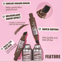 EONFAVE Brow-Fection Angled Brush & Dip - Liquid Eyebrow Brush - Long Lasting Waterproof Smudge Proof Liquid Eyebrow Pen - Hair-Like Strokes Brow Pencil - Creates Natural Looking Brows Effortlessly