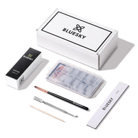 BLUESKY Bluesky Gum Gel Nail Extension Kit, Poly Gel Polish Starter Kit, Full Set for Beginners, Dual Forms, Cuticle Pusher, Nail File, Brush Applicator, Clear, 60g