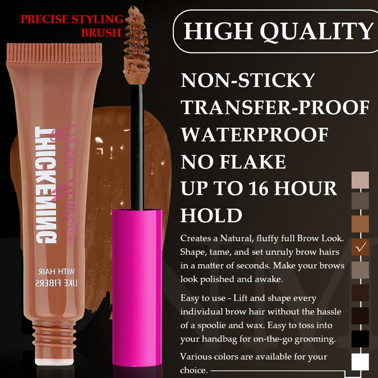 FPNNZ Eyebrow Gel, Brow Gel with Waterproof Formula Long-Wear, Volumizing, Buildable, Creamy Gel Formula for Brow Colour and Structure Non-Sticky, Smudge-Proof Instant Brow Styler (03#Auburn)