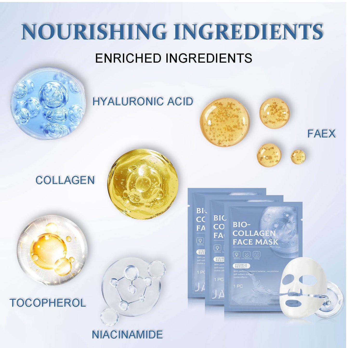 Shefave Bio Collagen Face Mask, Bio Collagen Real Deep Mask, Overnight Face Mask- 3Pcs Collagen Mask Hydrating Face Mask Sheet Mask - Face Masks Skincare Face Pack Anti Aging Face Mask Set