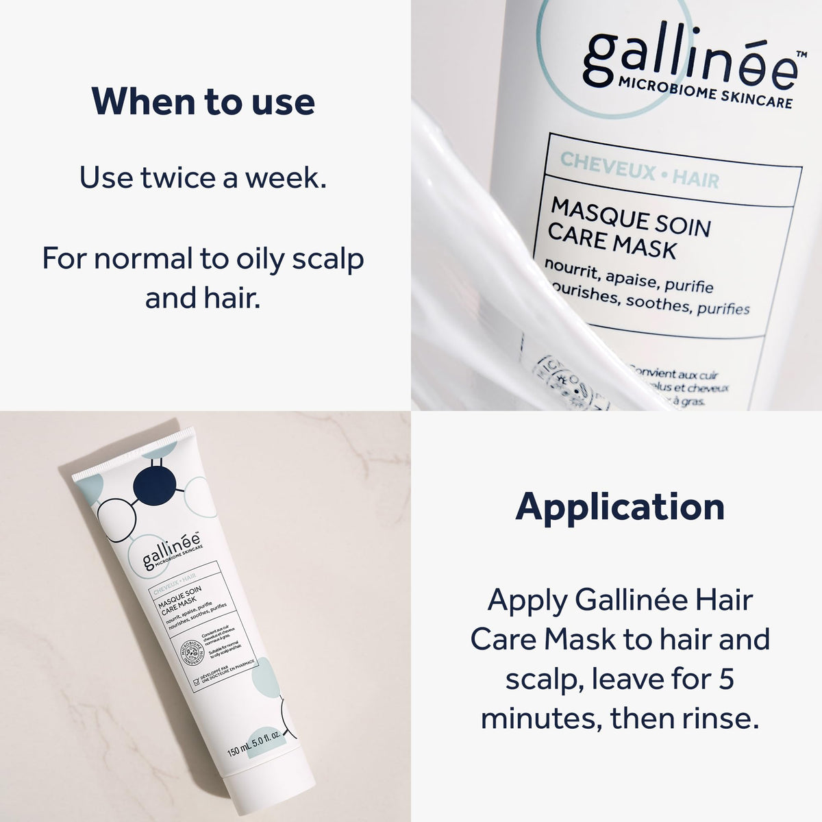 gallinée Gallinée - Hair Care Mask - Soothing & Nourishing Hair Mask with Fermented Rice Water & Prebiotics - Reduces Sebum & Nourishes Hair - for Normal to Oily Scalp & Hair - Dermatologically Tested - 150 ml