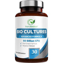 60 Billion CFU Bio Cultures Probiotics with Prebiotics 30 Capsules Multi Strain Advanced Formula for Men and Women by Natures Zest