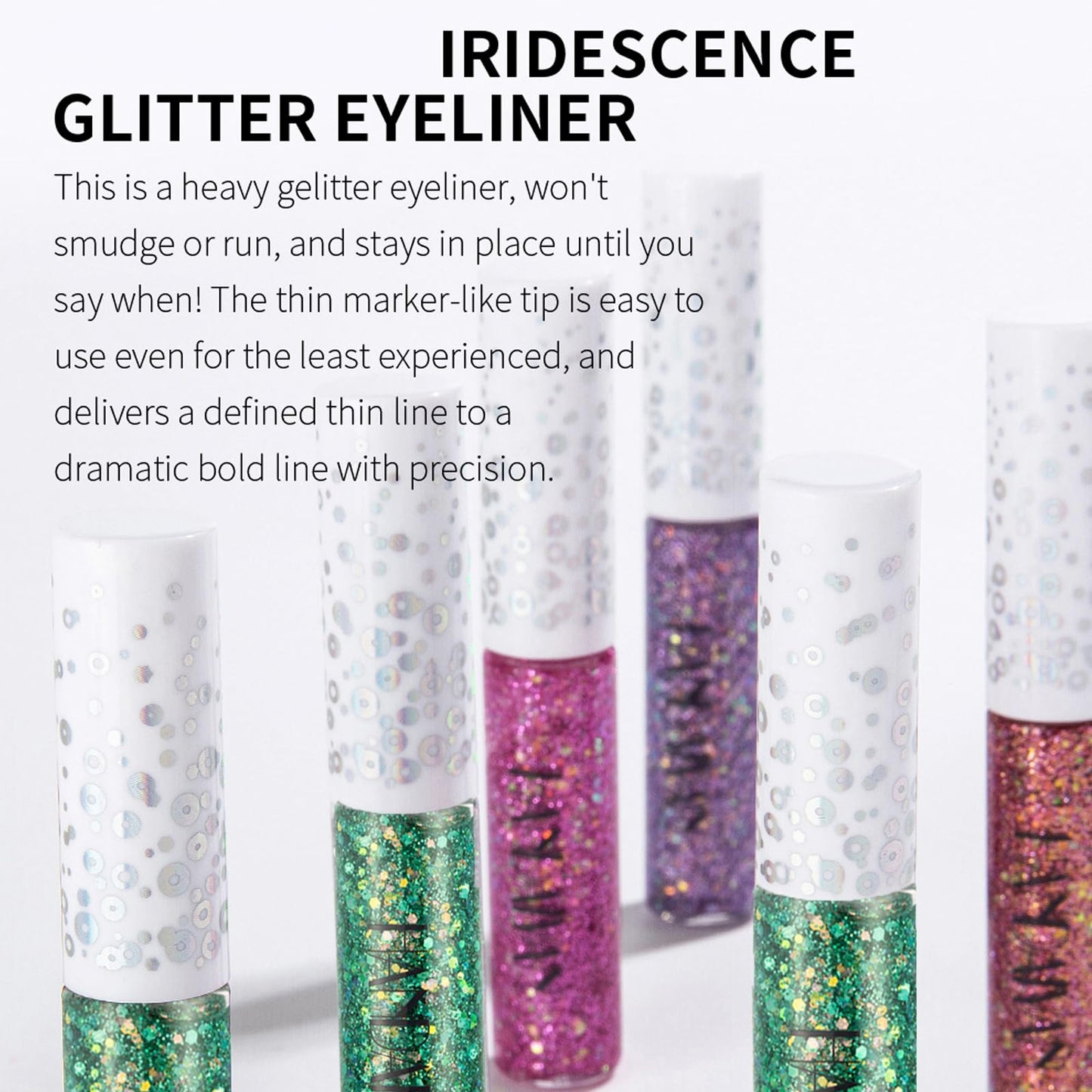 HAORQEE Green Eyeliner, Coloured Glitter Liquid Eye Liner Pencil Waterproof Long-Lasting Metallic Sparkling Fast Dry Smudge-Proof High Pigmented Christmas Gifts Eye Makeup for Women