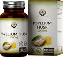 Earth's Nurture EN Psyllium Husk | 180 Fibre Supplement Psyllium Husks Capsules - 1000mg per Serving | High Strength Fiber Supplement with Psylium Husk Powder | Non-GMO & Allergen Free | Made in UK