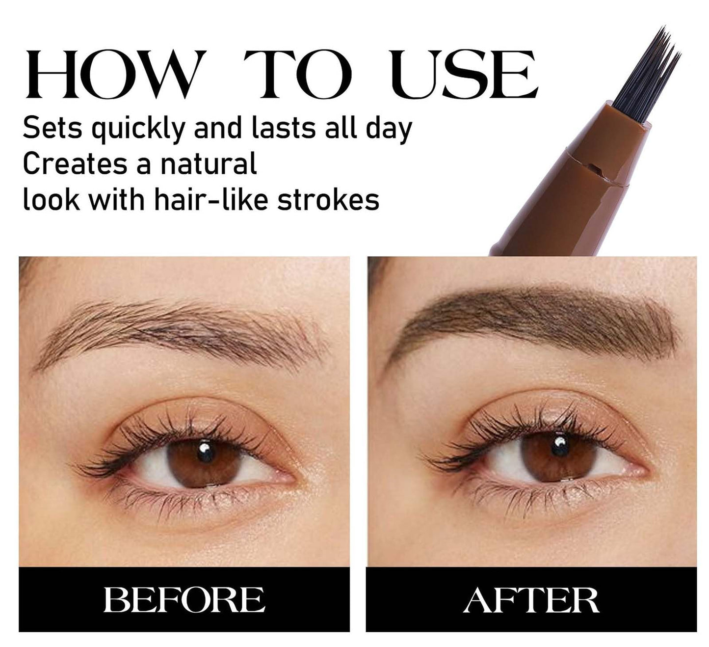 EveBeaty Magic Liquid Eyebrow Pen with Angled Brush – Waterproof, Long-Lasting Brow Pencil for Natural, Full-Looking Brows