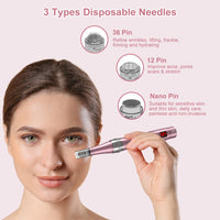 Microneedling Pen 9-Speeds,PELCAS Dermapen 0-2.5mm Adjustable with 12 Pcs Cartridges Type-C Rechargable Electric Derma Pen with LCD Screen for Anti-Aging Skin Care Wrinkle Stretch Marks Hair Loss