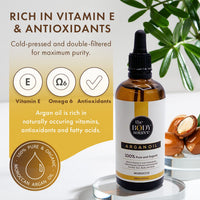 The Body Source 100% Organic Argan Oil, 100ml - Cold Pressed, Ethically Sourced & Bottled in Morocco - For Healthy Hair, Skin & Nails