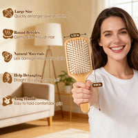 Sofmild Hair Brush, Eco-Friendly Natural Wooden Bamboo Paddle Hairbrush for Long Short Curly Thick Thin Hair for Men Women Kids, Massaging Scalp, Reducing Tangle & Hair Breakage, Promoting Hair Growth
