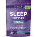 Horbäach Night Time Complex 5000mg | with Ashwagandha KSM-66, Lemon Balm, Chamomile and L-Tryptophan | 60 Vegan Capsules | Sleep Complex for Men & Women | by Horbaach