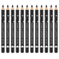 Go Ho 12 PCS Black Eyebrow Eyeliner Pencil Set, Waterproof Eyebrow Pencil,Long-lasting Sweat-proof Eyeliner Makeup Brow Tint Pen（Black）