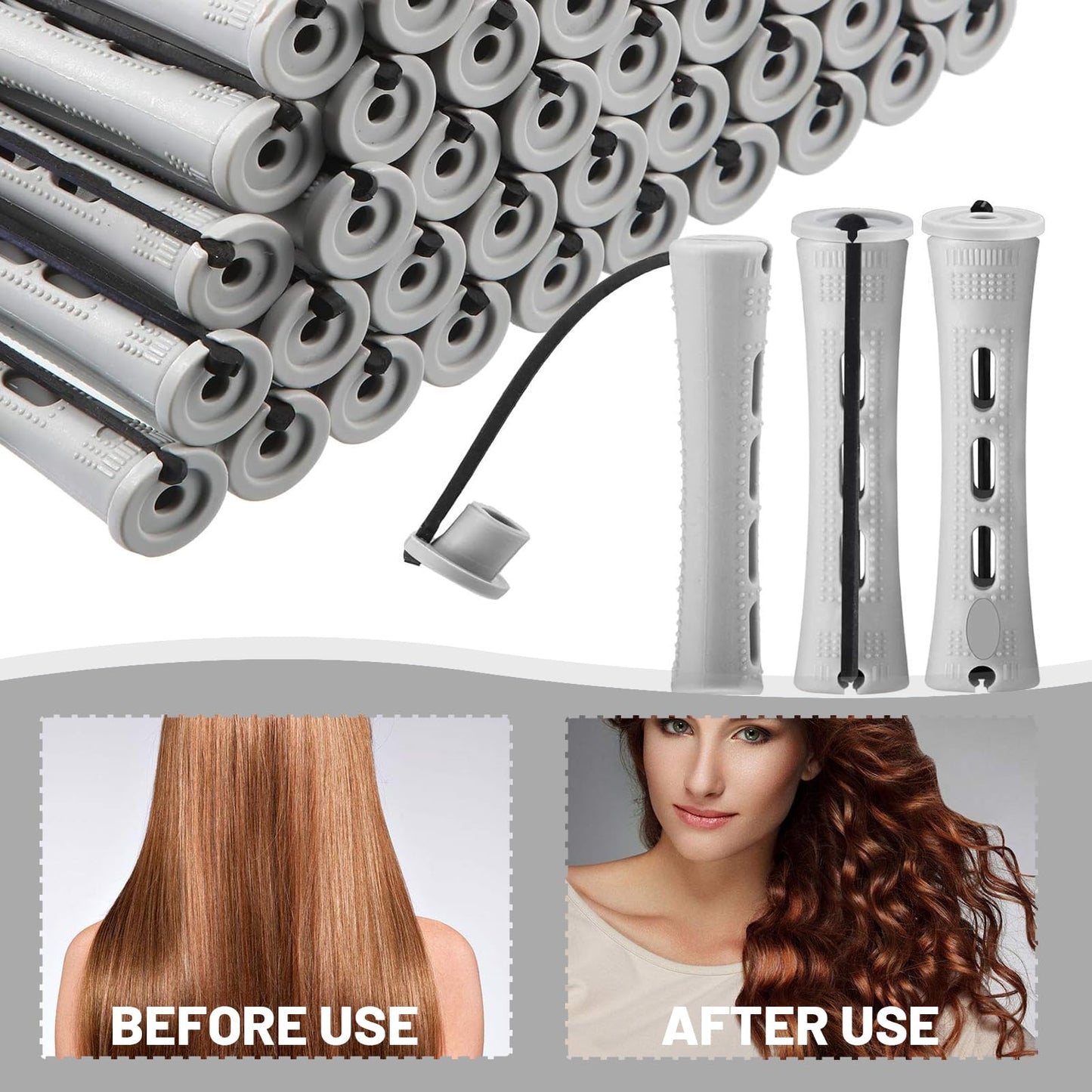 Honicemar 40 Pcs Perm Rollers Set for Long & Short Hair - 0.59 Inch Medium Cold Wave Rods, DIY Curling Tools for Natural Hairstyles, Hair Curling Rods for Home or Salon Styling
