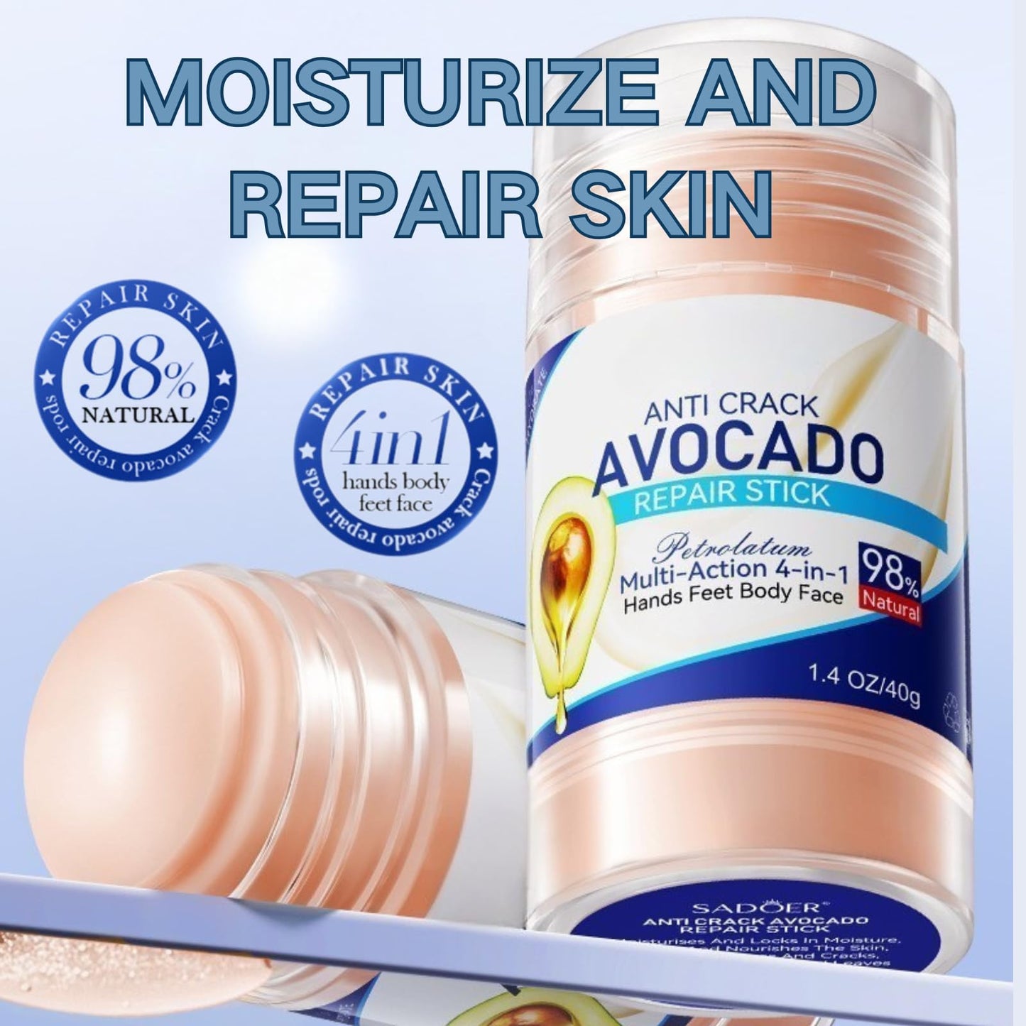 TBeautfave 3PCS Hand & Heel Cream for Very Dry Hands & Foot - Anti Crack Avocado Repair Stick - Urea Foot Cream- Cracked Heel Repair Cream, Hard Skin Remover, Dry Hand & Foot Moisturiser for Women & Men