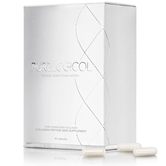 Purelogicol Collagen Tablets, Best Hydrolysed Protein Peptide Skin Supplement - 90 x Collagen Capsules x 800mg