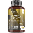 WeightWorld Vitamin C and Zinc Supplements - 6 Months Supply - 180 Tablets - 1 per Day - 1000mg L-Ascorbic Acid & 10mg Zinc Bisglycinate - Vegan-Friendly & Non-GMO - Vitamin C Tablets for Men & Women