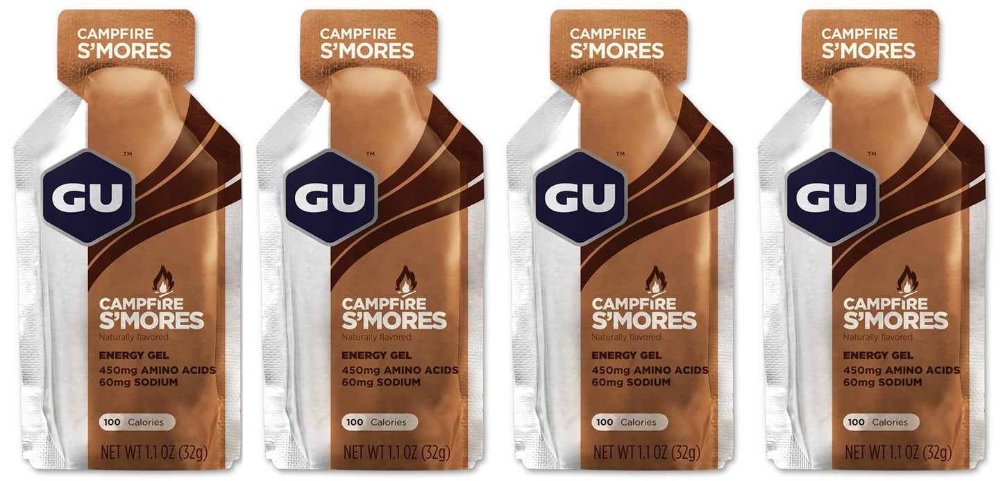GU Gu Energy Running Gels - 4 Gel Taster Pack - Sports Energy Gels For Running , Cycling, Triathlon (Campfire S'mores)