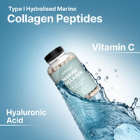 Omnia Marine Collagen Capsules 2400mg - High Potency Skin, Hair & Nail Health Formula for Women & Men - with Type I Collagen, Hyaluronic Acid & Vitamin C - 120 Capsules - UK Made