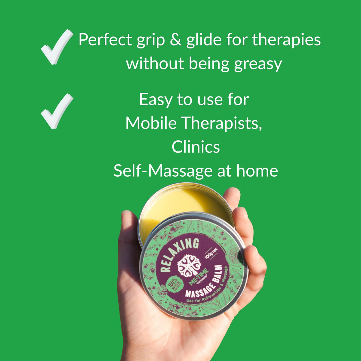 Me-Time Therapies Relaxing Massage Balm with Lavender, Geranium & Bergamot 100g – Professional Aromatherapy Balm for Relaxation & Reflexology – Me Time Therapies. Made in UK
