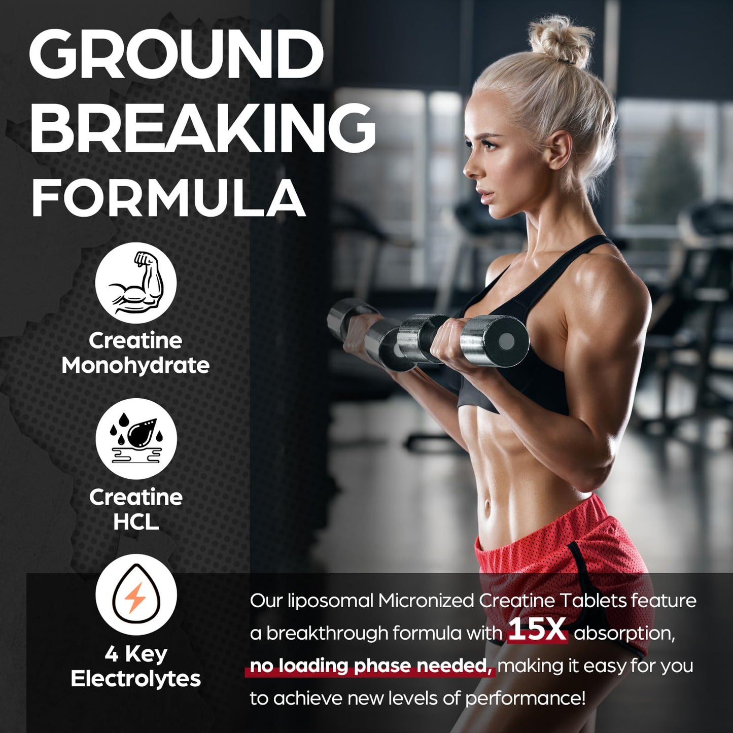 Joiavvy Liposomal Creatine Monohydrate Tablets 4220mg, 60 Chewable Pure Creatine Tablets, Added Creatine HCl, 15X Absorption, Creatine Powder Alternative, Gym Supplement for Men & Women, Vegan (60 Tablets)