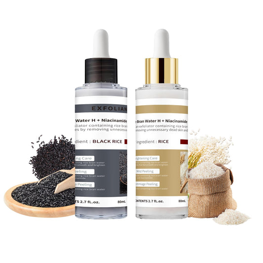 Peel Shot Glow Rice Ampoule Duo White Rice +Black Rice - Face Scrub Exfoliator Pore Minimizer for Face - Gentle Facial Cleanser with Rice Water & Niacinamide - Pore Minimizer Serum 2pcs