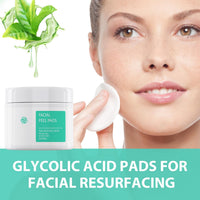 IREV Glycolic Acid Resurfacing Pads 35% for Face and Body- Exfoliating Facial Peel with Green Tea - Glycolic Acid Face Wash for Cleansing Peeling 50 Pads