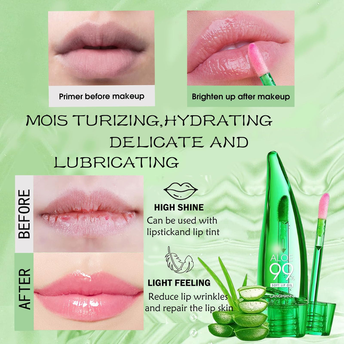 syloripha Syloripha Aloe Vera Lip Oil - PH Temperature Color Changing Gloss, Long Lasting Moisturizing Lip Care Balm, Light Texture No Greasy Lip Care Product For Women