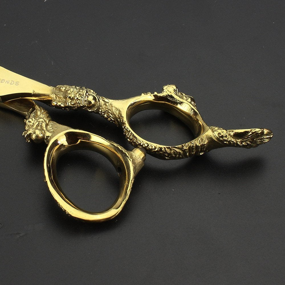 AXEMOORE 6 inch Hair Cutting Scissors Kit Gold Dragon Handle Thinning Shear Professional Salon Barber Shears Kit Texturizing Blending Hairdressing Shears for Men or Women(Scissor Set)